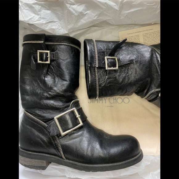 Jimmy Choo biker leather boots 35 - Picture 10 of 16